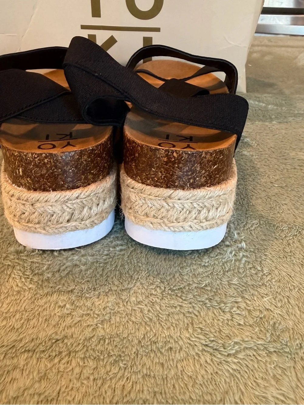 Yoki Chiara-10 Black Espadrille Platform Sandals Women’s Size 7.5